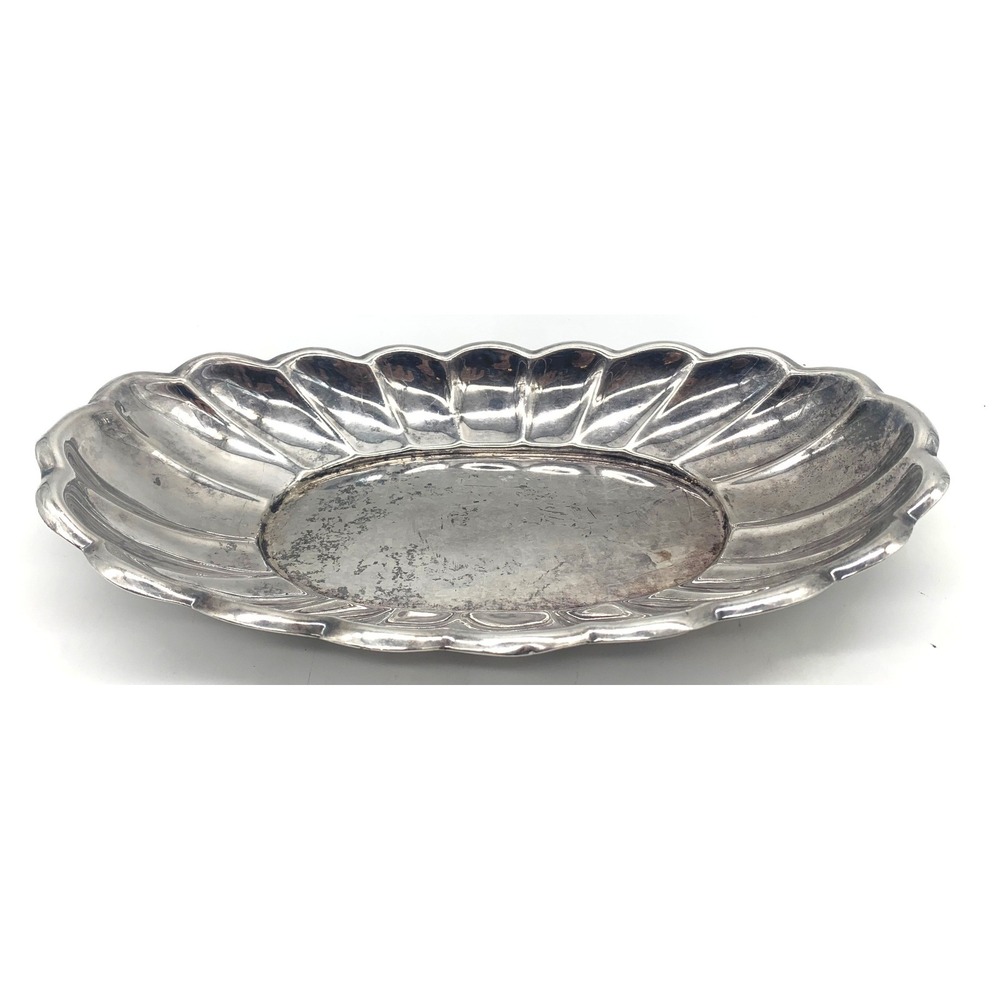 Reed & Barton Holiday 111 Silverplate Bread Tray Scalloped Oval Vintage Dish
